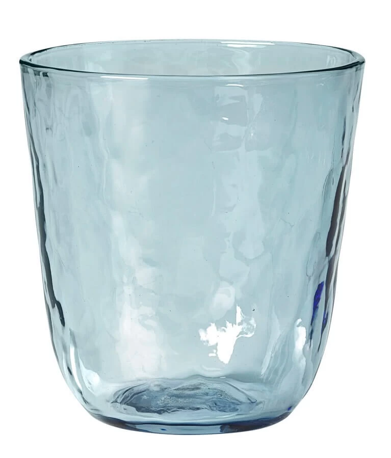 Broste Copenhagen Hammered Tumbler 335 Ml ø 9,2 Cm H 9,5 Cm Glas Blauw