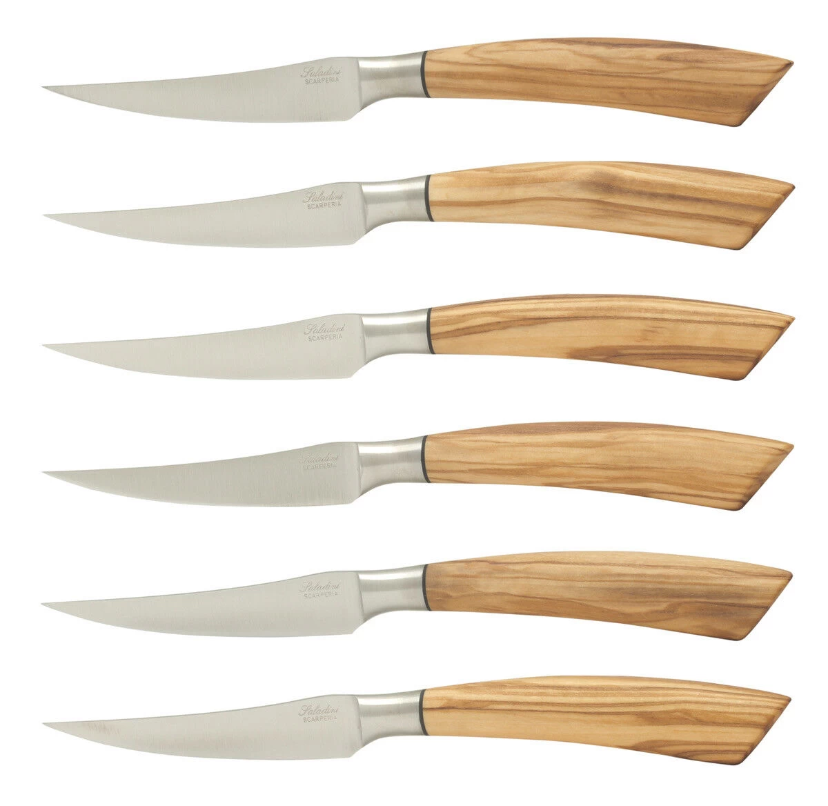 Saladini Steakmes 10 Cm Olijfhout 6 Stuks