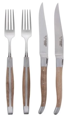 Laguiole En Aubrac Shepherds Cross Steakmessen Met Vorken Walnoothout 4-delig