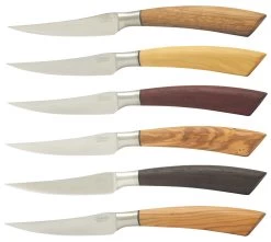 Saladini Steakmes 10 Cm Verschillende Houtsoorten 6 Stuks