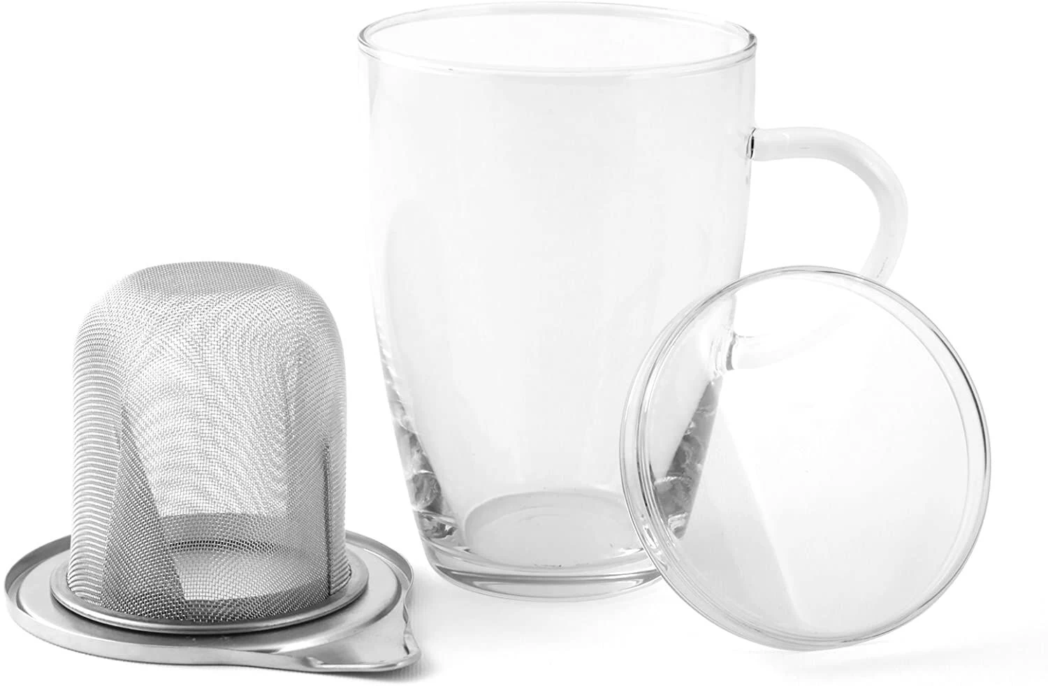 Oldenhof Lyra Theeglas Met Zeef En Deksel 350 Ml Glas Rvs 2-delig - Afbeelding 2