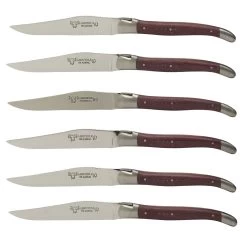 Laguiole En Aubrac Steakmes 11,5 Cm Amarant Rood 6 Stuks