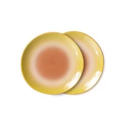 HK Living 70's ACE7070 Eclipse Dessertbord ø 17,5 Cm Aardewerk 2 Stuks