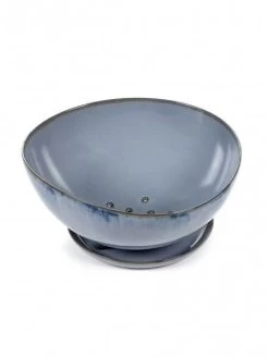 Serax Terres De Rêves Vergiet L ø 23,5 Cm Met Schaal ø 16 Cm Stoneware Blauw