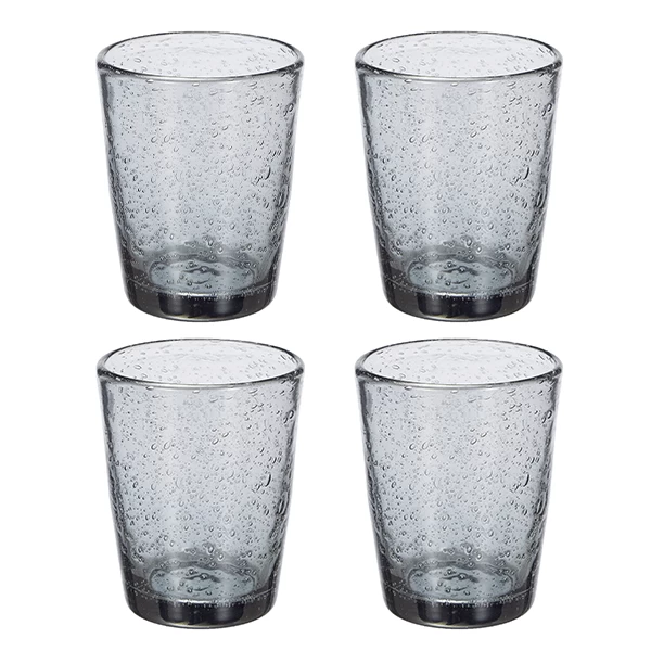 Broste Copenhagen Bubble Tumbler 250 Ml Glas 4-delig Grijs