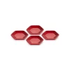 Le Creuset Hexagon Serveerschaaltje 9,5 Cm Aardewerk Kersrood 4 Stuks
