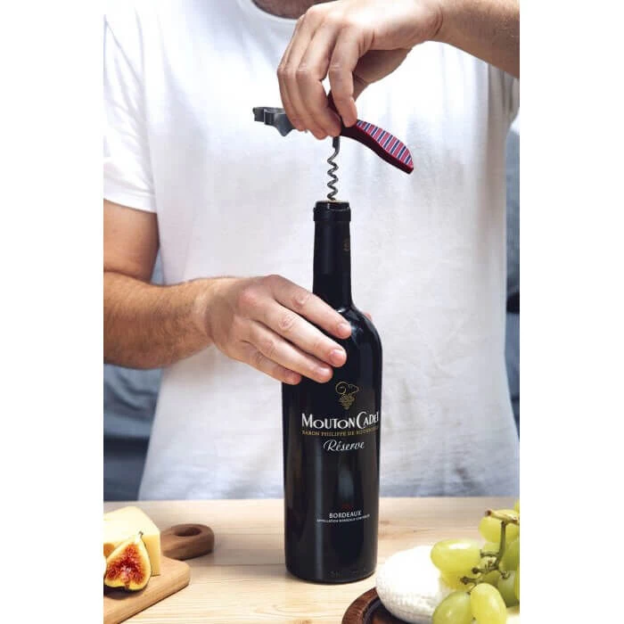 Peleg Bottle Tie Kurkentrekker Strepenpatroon 11,5 Cm Rvs Rood - Afbeelding 3