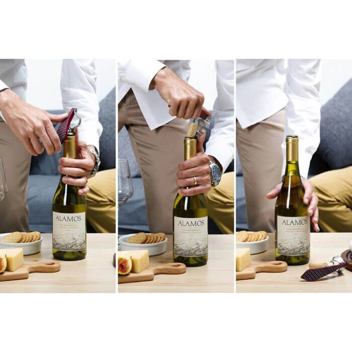 Peleg Bottle Tie Kurkentrekker Strepenpatroon 11,5 Cm Rvs Rood - Afbeelding 4