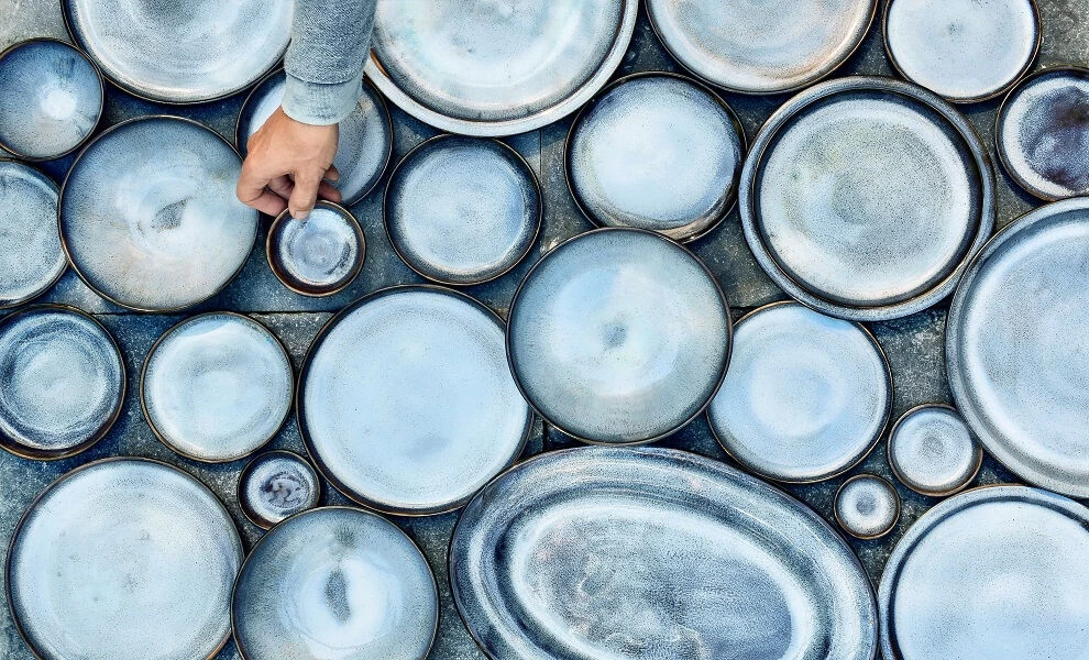 Serax Pure Bord M ø 23,5 Cm Keramiek Blue Glazed - Afbeelding 4