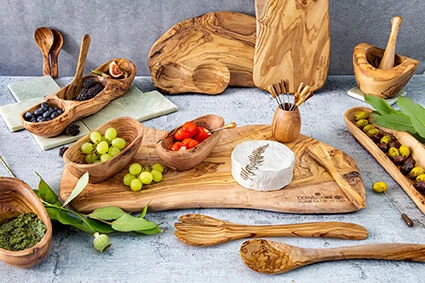 Bowls And Dishes Pure Olive Wood Borreltrio Groot Olijfhout - Afbeelding 3