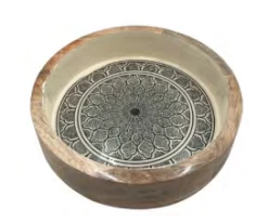 By Room Ronde Schaal Met Rechte Wand ø 22 Cm Moroccan Print Bloemmotief Zwart/grijs