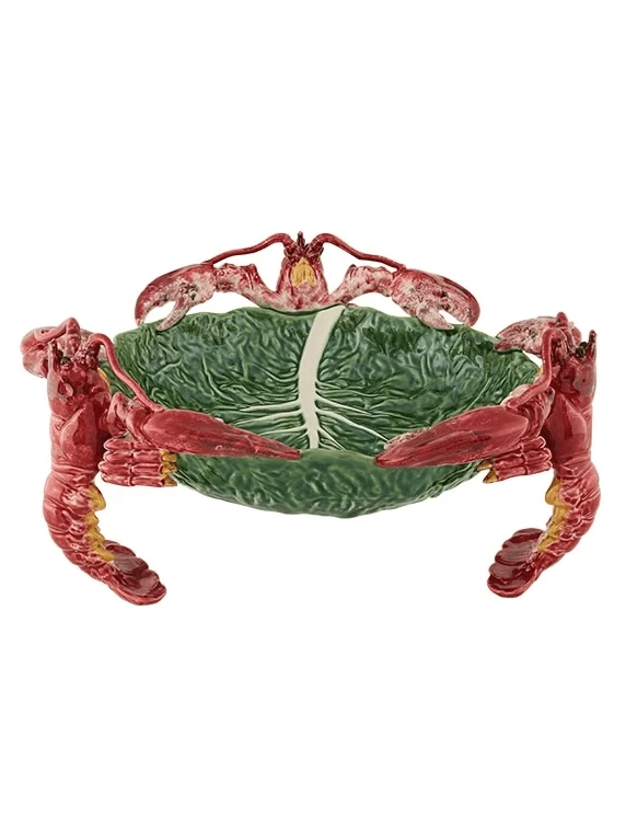 Bordallo Koolblad Schaal Met Kreeften ø 49,5 Cm Aardewerk Groen