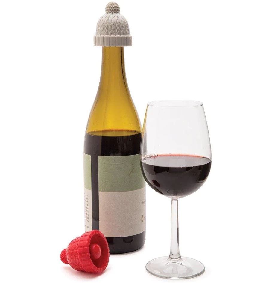 Monkey Business Beanie Wijnstop Silicone Rood En Grijs - Afbeelding 2