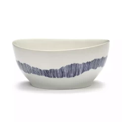 Serax Feast By Ottolenghi Kom S ø 15 Cm H 7 Cm Aardewerk White + Swirl-Stripes Blue